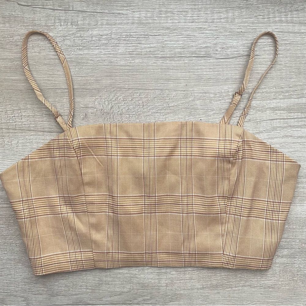 Forever 21 beige plaid crop top